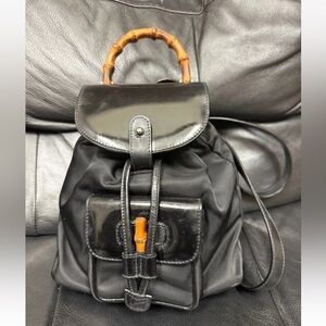 Gucci Black Backpack with Bamboo Accent